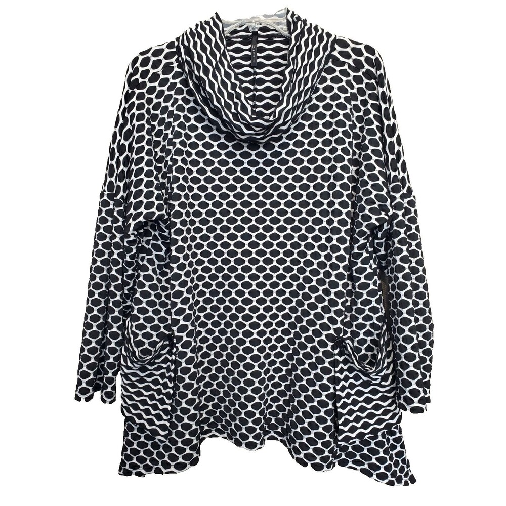 IC by Connie K Textured Cowl Neck Hanky Hem Pocket Tunic Size XL Lagenlook